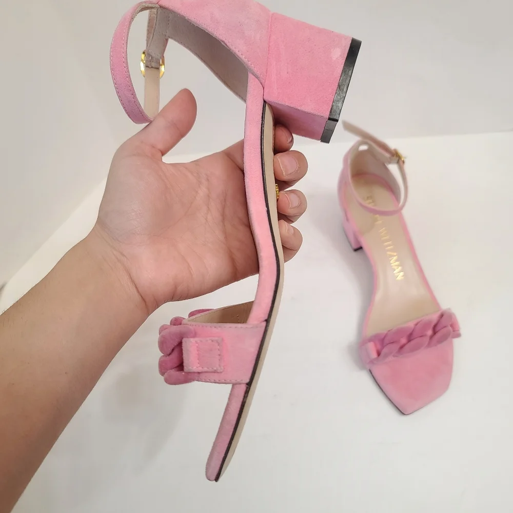Stuart Weitzman | Amelina 50mm Block Chain Sandals in Pink Size 7 - Picture 6 of 14